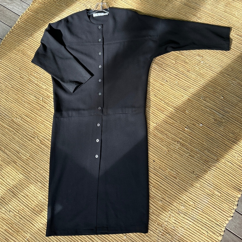 Vintage Jaeger London - Drop Waist Button Down Black Dress